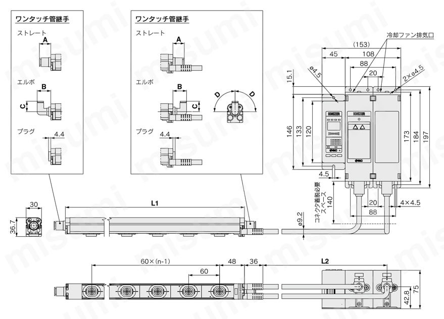 イオナイザ バータイプ コントローラ分離型 IZT40・41・42シリーズ SMC MISUMI(ミスミ)