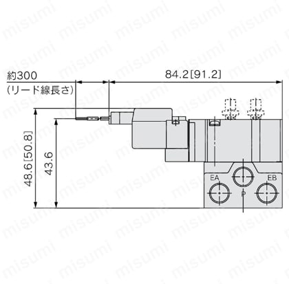5ポートソレノイドバルブ ベース配管形 絞り弁内蔵コンパクトボディタイプ VQZ2000用 外形図3