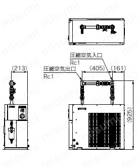 冷凍式エアドライヤ IDF60・70・80・90シリーズ IDF-BP339外形図