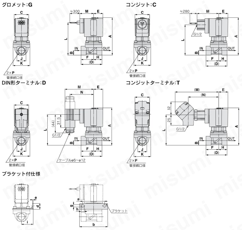 省電力形・差圧ゼロ作動形・パイロット形2ポートソレノイドバルブ VXEZ21・22・23シリーズ VXEZ22□0/VXEZ23□0外形図