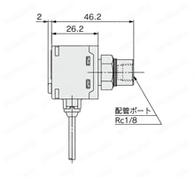汎用流体用 2色表示式デジタル圧力スイッチ クリーンシリーズ 10-ZSE80/10-ISE80シリーズ 外形図2
