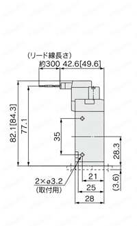 5ポートソレノイドバルブ 弾性体シール クリーンシリーズ 10-SYJ7000シリーズ 外形図3