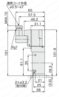 5ポートソレノイドバルブ 弾性体シール クリーンシリーズ 10-SYJ7000シリーズ 外形図4