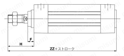 耐水性向上 角形チューブ形エアシリンダ 標準形 複動・片ロッド MB1シリーズ 外形図