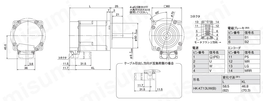 MELSERVO-J5シリーズ サーボモータ HK-KTシリーズ（小容量・低慣性） 外形図2