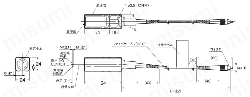 ファイバ同軸変位センサ センサヘッド ZW-SQ | オムロン | MISUMI(ミスミ)