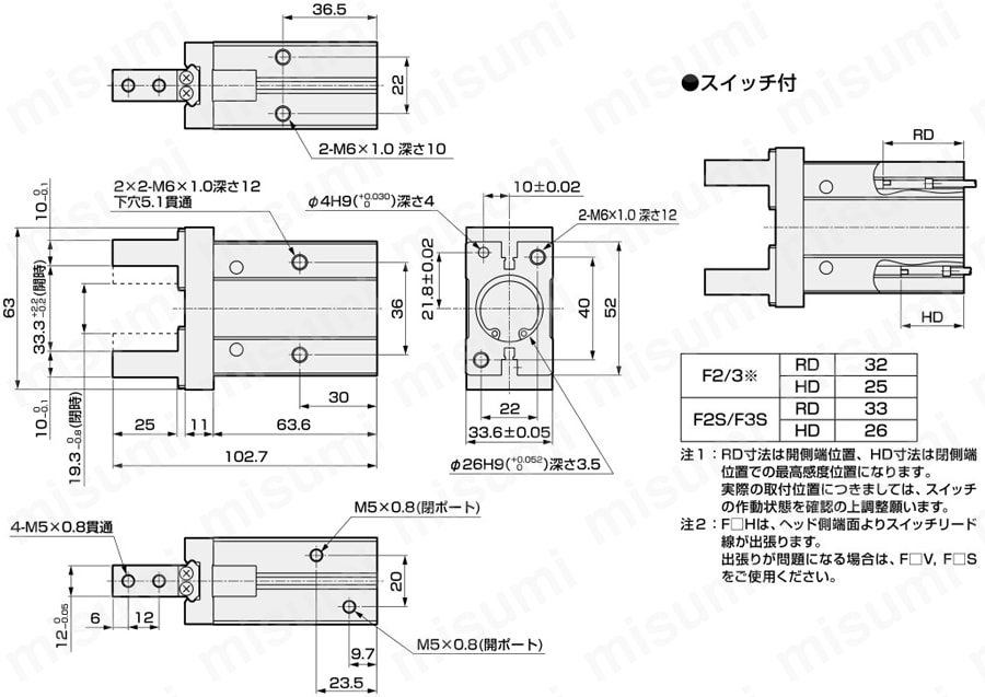 リニアスライドハンド LSHシリーズ 外形図4
