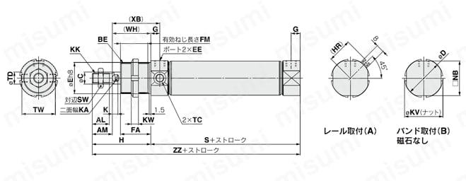 エアシリンダ 標準形 複動 片ロッド C75シリーズ | SMC | MISUMI(ミスミ)
