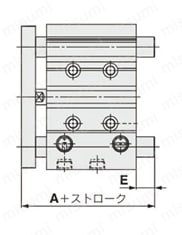 ガイド付薄形シリンダ MGPシリーズ ガイド部ルブリテーナ付 外形図