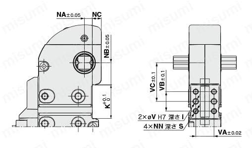 NAAMS規格準拠 パワークランプシリンダ CKZ3N-X2742A・-X2568□ 外形図2