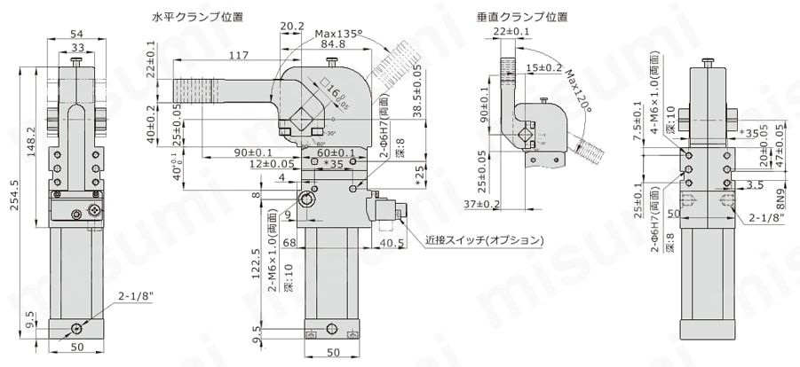 パワークランプシリンダ JCKシリーズ 標準型JCK40AM1外形図