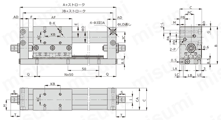 マグネット式ロッドレスシリンダ RMHシリーズ | AirTAC（エアタック） | MISUMI(ミスミ)