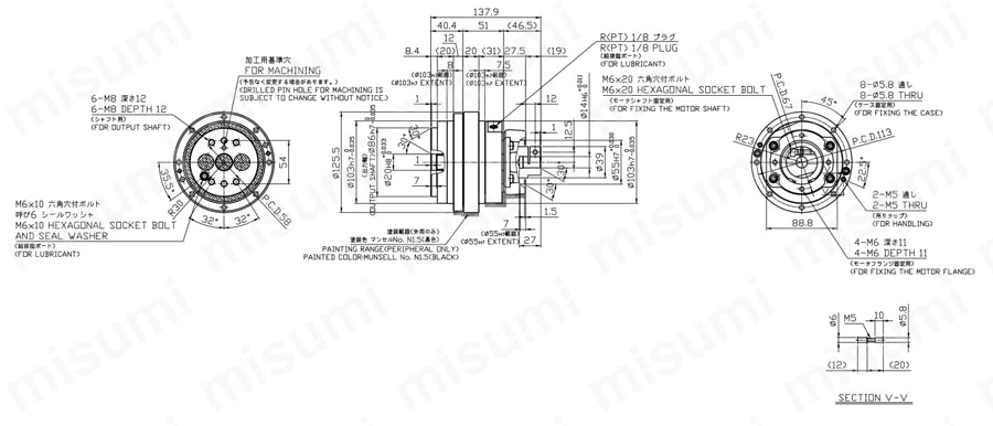 精密減速機RV 高速ギヤヘッド RDS-Eシリーズ 外形図