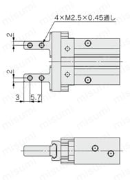 平行開閉形エアチャック コンパクトタイプ JMHZ2シリーズ JMHZ2-8□1側面タップ取付方式図