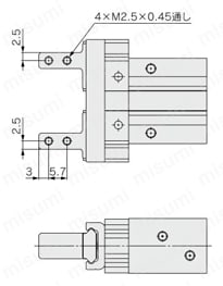 平行開閉形エアチャック コンパクトタイプ JMHZ2シリーズ JMHZ2-12□1側面タップ取付方式図