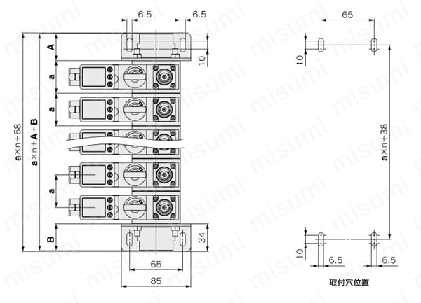 分離型 水用デジタルフロースイッチ/マニホールド リターンタイプ PF3WRシリーズ 外形図