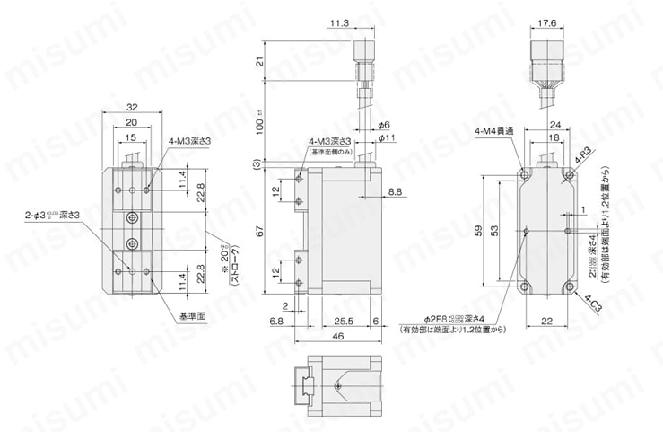 電動ハンド標準タイプ／高速タイプ エレウェーブEWHA□A／EWHA□Hシリーズ 外形図2
