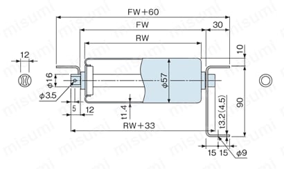 スチール製ローラ単体 SRM型 外形図
