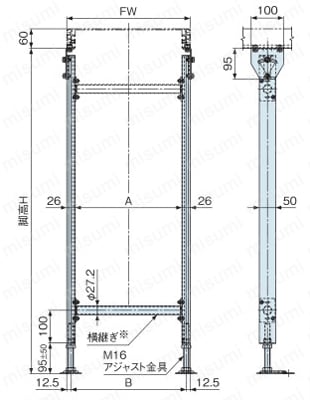 ファインコンベヤII 固定脚 FAL 外形図03