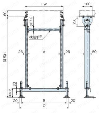 ファインコンベヤII 固定脚 FAL 外形図04