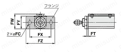 ピンシリンダ CJP2・CJPシリーズ 取付金具・取付ナット・ロッド先端ナット 外形図04