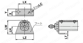ピンシリンダ CJP2・CJPシリーズ 取付金具・取付ナット・ロッド先端ナット 外形図05