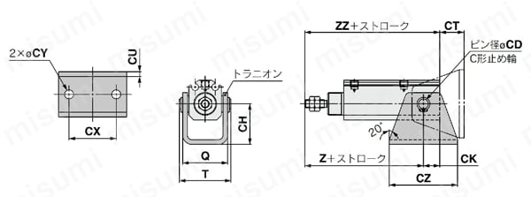 ピンシリンダ CJP2・CJPシリーズ 取付金具・取付ナット・ロッド先端ナット 外形図06