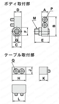 エアスライドテーブル MXQシリーズ アジャスタ・アジャストボルト 外形図5