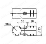 Φ28イレクターパイプ用メタルジョイント 中間タイプ HJ-1外形図