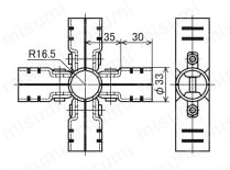 Φ28イレクターパイプ用メタルジョイント 中間タイプ HJ-5外形図
