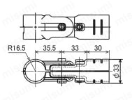 Φ28イレクターパイプ用メタルジョイント 中間タイプ HJ-7外形図