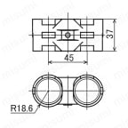 Φ28イレクターパイプ用メタルジョイント 中間タイプ HJ-8外形図