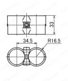 Φ28イレクターパイプ用メタルジョイント 中間タイプ HJ-11外形図
