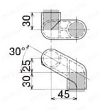 Φ28イレクターパイプ用プラスチックジョイント コーナータイプ J-100R外形図
