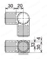 Φ28イレクターパイプ用プラスチックジョイント コーナータイプ J-119A外形図