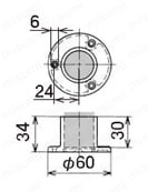 Φ28イレクターパイプ用プラスチックジョイント 板の取付・壁面固定タイプ J-103外形図