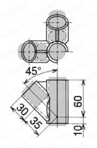 Φ28イレクターパイプ用プラスチックジョイント 筋違タイプ J-114外形図