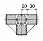 Φ28イレクターパイプ用プラスチックジョイント 中間コーナータイプ J-12A外形図