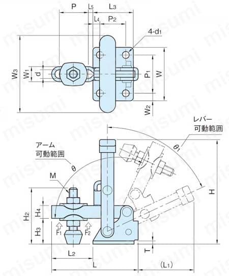 立型トグルクランプ（ST-VTC201～210） 外形図