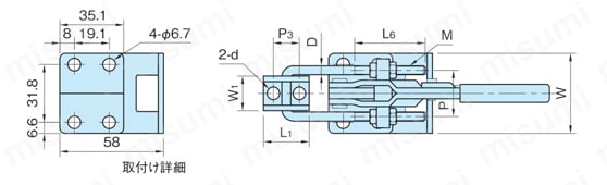 引き型トグルクランプ ロック機構付（ST-PAH-L） 外形図1
