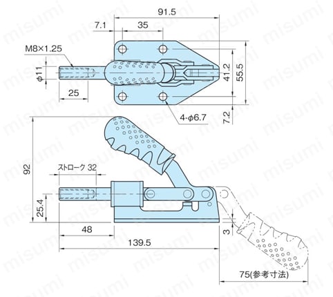 押し型トグルクランプ（ST-HTC609） 外形図
