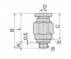 耐腐蝕用 SUS316継手 新タイプ SSPC（ストレート） 外形図1