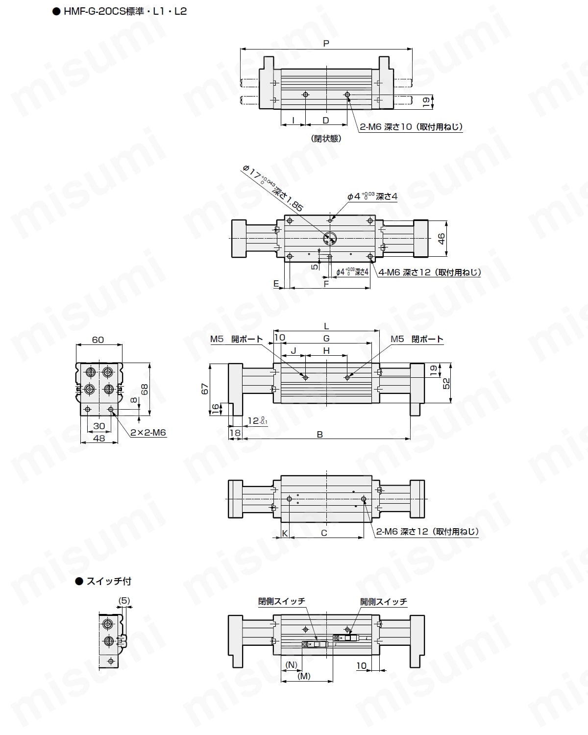 小形カニ形平行ハンド（標準・ロングストローク）耐切削油仕様 HMF-Gシリーズ ＣＫＤ MISUMI(ミスミ)