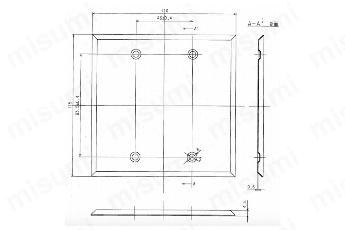 ブランクプレート K42Sの寸法図
