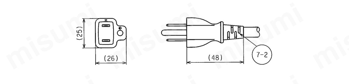 マルチユースOAタップ 引掛形15A×6ヶ口 一体成形平刃形プラグ付コードセット アメリカン電機 MISUMI(ミスミ)