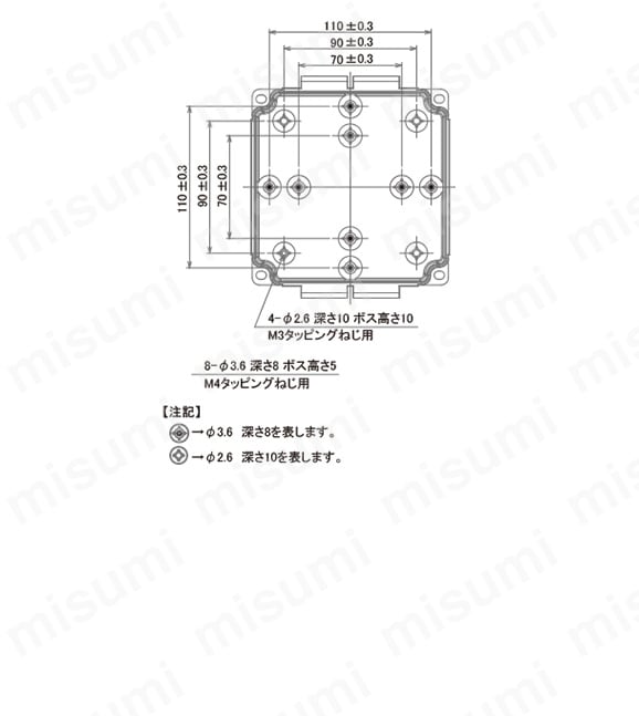 内部ボス穴寸法図（JB-WLQ135 BJ）