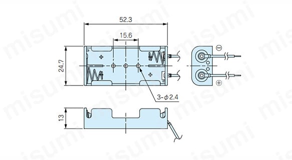 SN4-2 | リード線・ピン・スナップ端子付電池ホルダー | タカチ電機