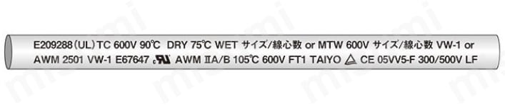 ケーブルトレイ、レースウェイ配線用、電気機器配線用ケーブル UE／2501-SB（N）／TC LF 線芯識別03