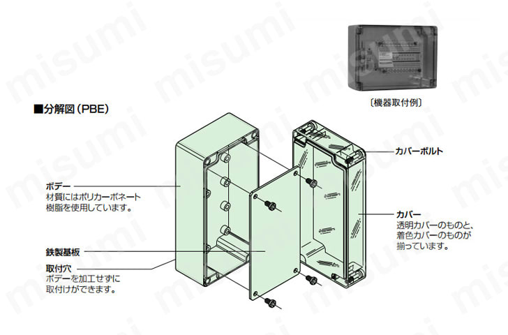 PBE9-1216 | PBE ポリカボックス 透明カバー付 | 日東工業 | MISUMI