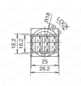 φ22 LWシリーズ鍵付セレクタスイッチ はんだづけ兼用タブ端子形形状図